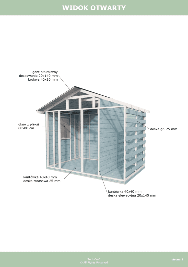 Domek gospodarczy drewniany na narzędzia z drewutnią 3x2m