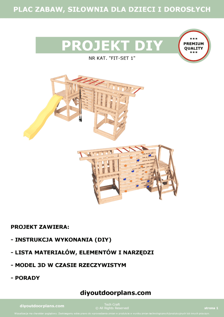 Plac Zabaw drewniany, Małpi Gaj, Siłownia Zewnętrzna FIT-SET 1