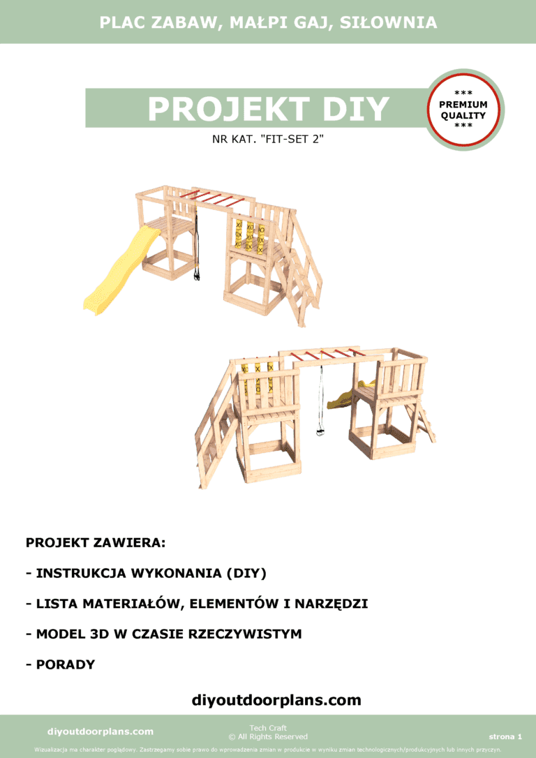 Plac Zabaw drewniany, Małpi Gaj, Siłownia Zewnętrzna FIT-SET 2