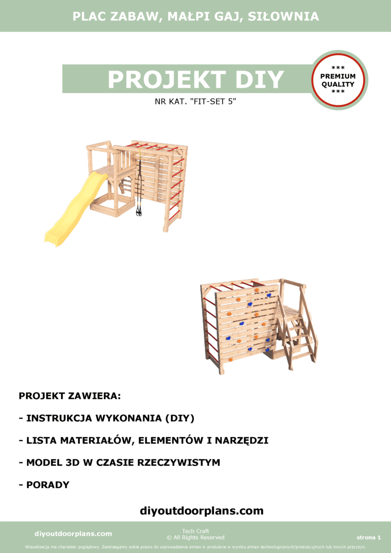 Plac Zabaw drewniany, Małpi Gaj, Siłownia Zewnętrzna FIT-SET 5