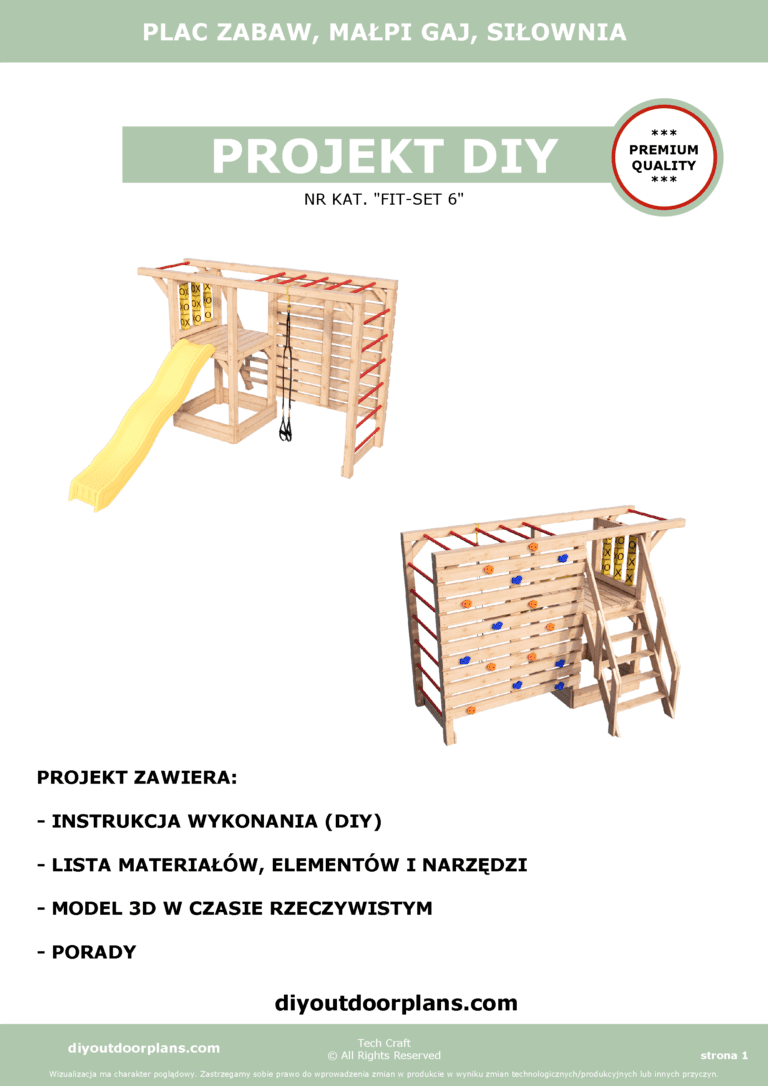 Plac Zabaw drewniany, Małpi Gaj, Siłownia Zewnętrzna FIT-SET 6