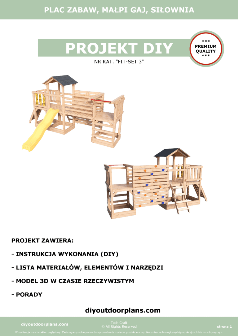 Plac Zabawe drewniany, Małpi Gaj, Siłownia Zewnętrzna FIT-SET 3