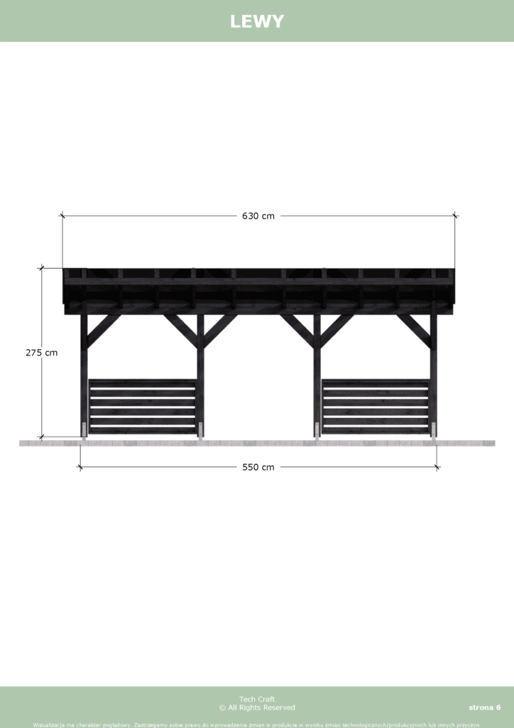 Zadaszenie tarasu poliwęglanowe 5,5x3m