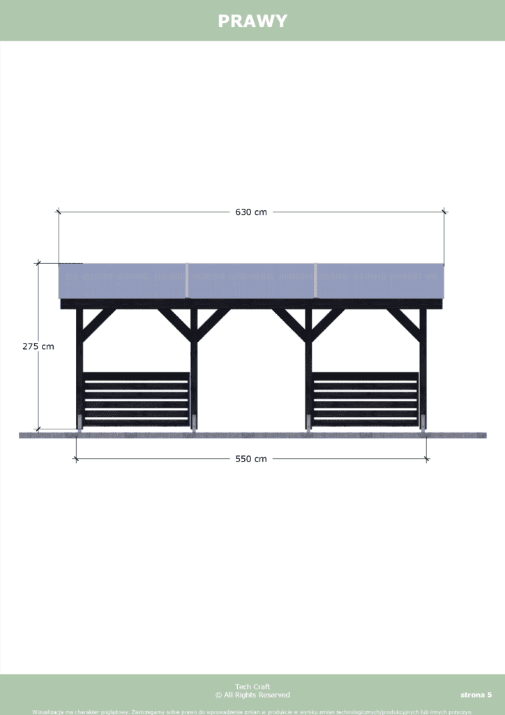 Zadaszenie tarasu poliwęglanowe 5,5x3m