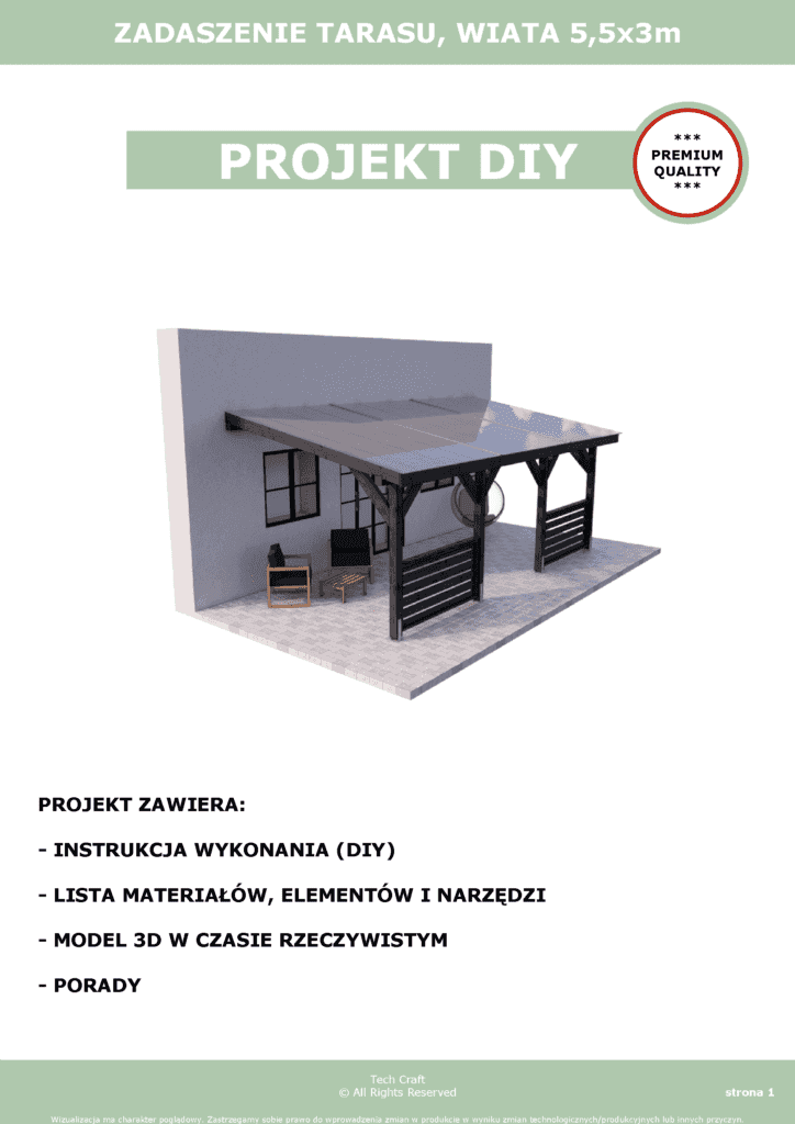 Zadaszenie tarasu poliwęglanowe 5,5x3m