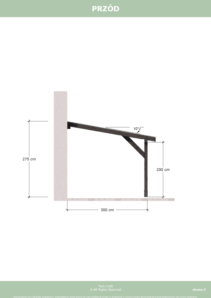 Zadaszenie tarasu poliwęglanowe 5,5x3m