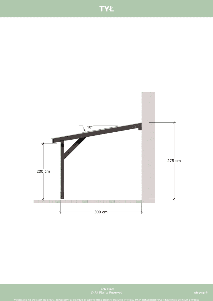 Zadaszenie tarasu poliwęglanowe 5,5x3m