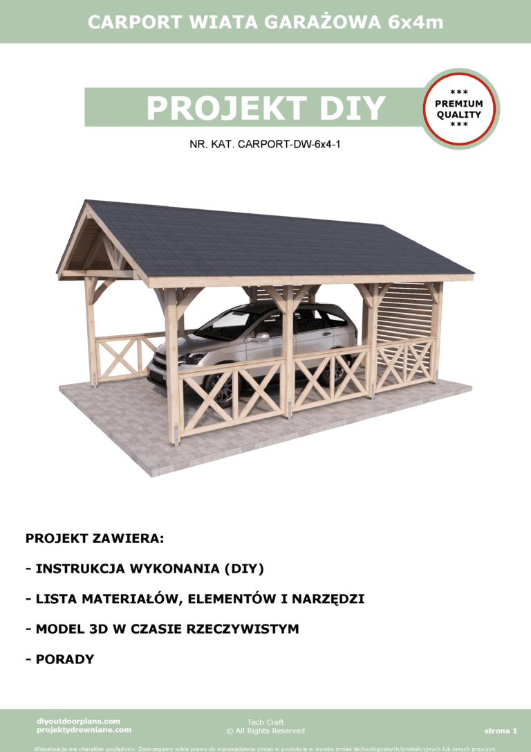 Carport wiata garażowa drewniana Altana 6x4m projekt diy